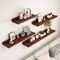 2Pcs Small Brown Solid Wood Floating Shelves Wall Storage Rack with Ledges Books